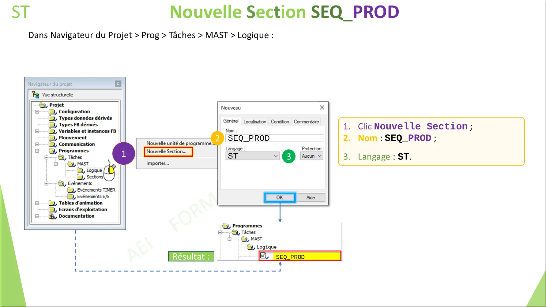 ST Nouvelle Section SEQ_PROD